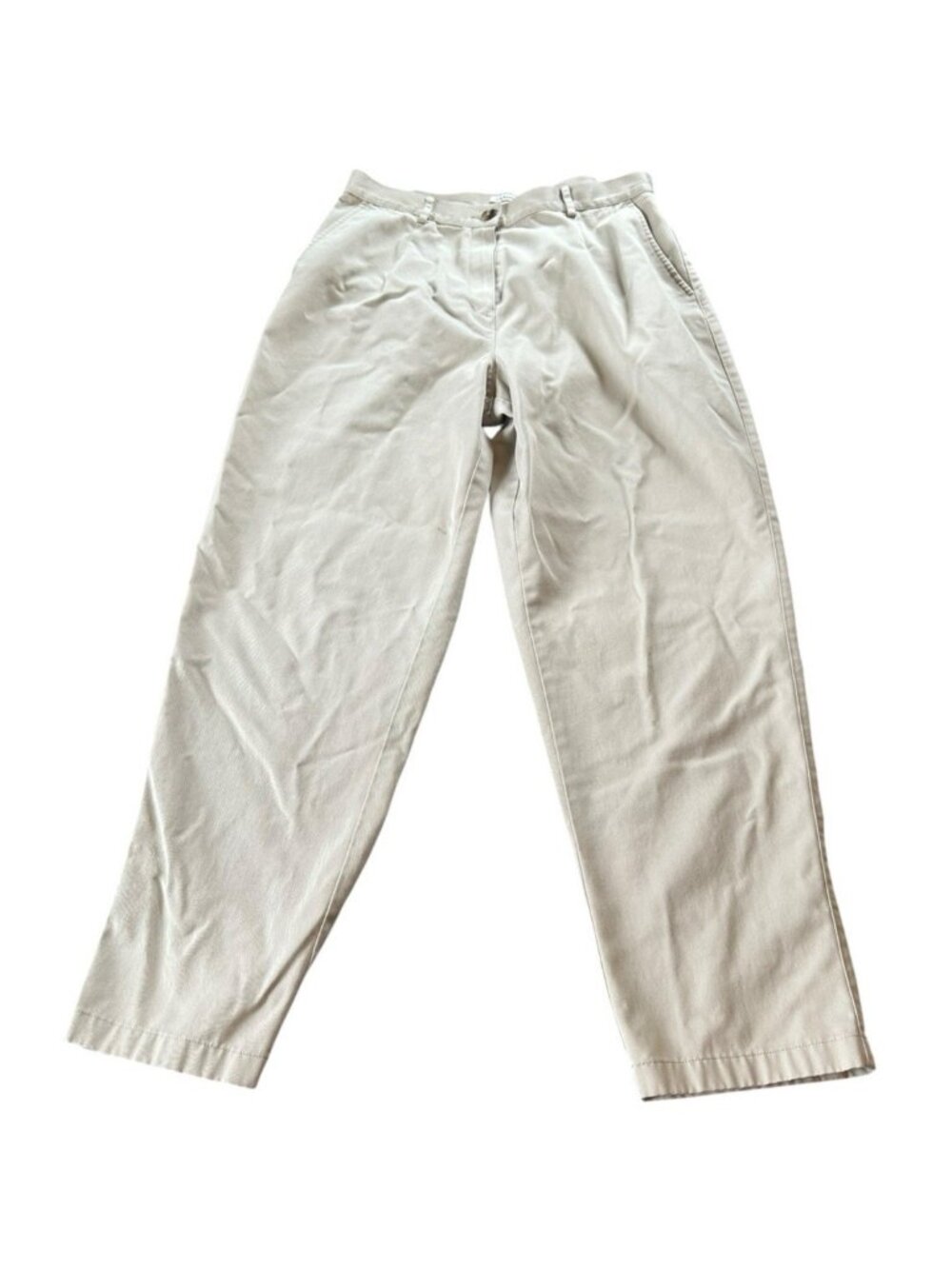 LL Bean Straight Leg Pants Women 12 Cotton High Rise Pockets Preppy READ